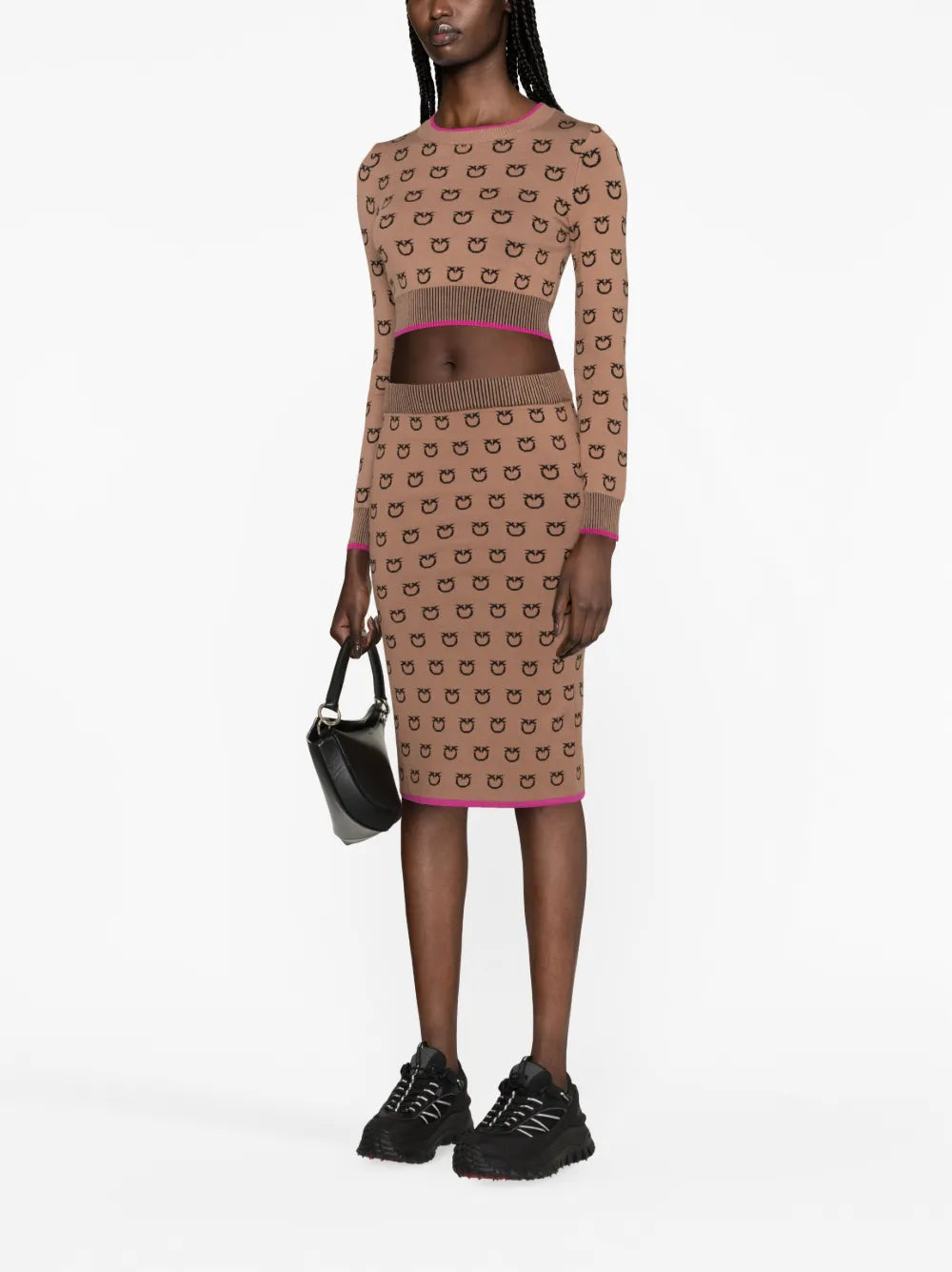 Logo-Print Knitted Fitted Skirt