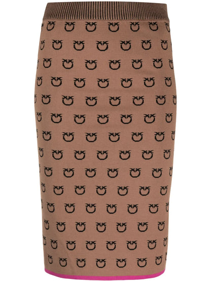 Logo-Print Knitted Fitted Skirt