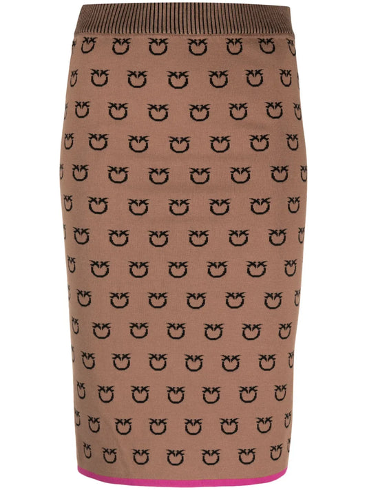 Logo-Print Knitted Fitted Skirt