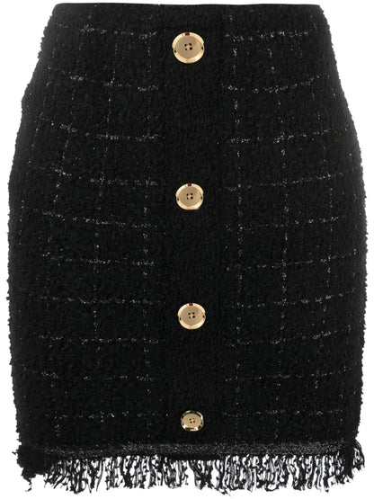 Girino Basket-Weave Fringed Miniskirt