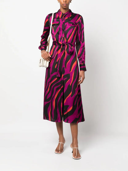 Graphic-Print Belted Shirtdress