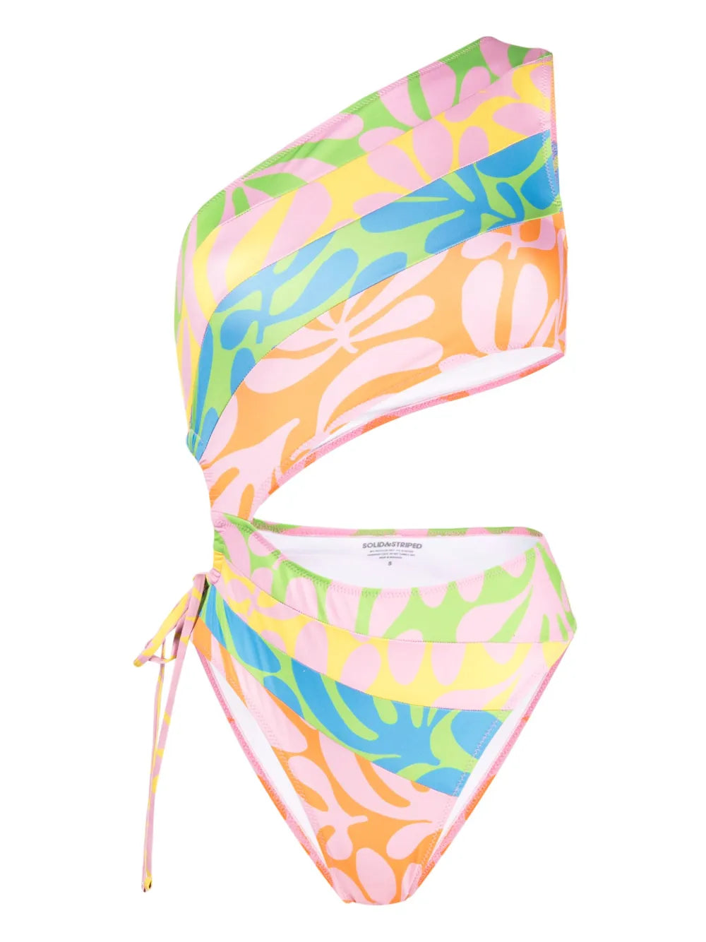 Leaf-Print Asymmetric Swimsuit