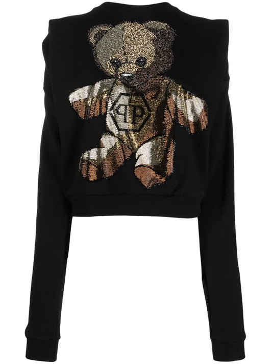 Crystal-Embellished Round-Neck Sweatshirt