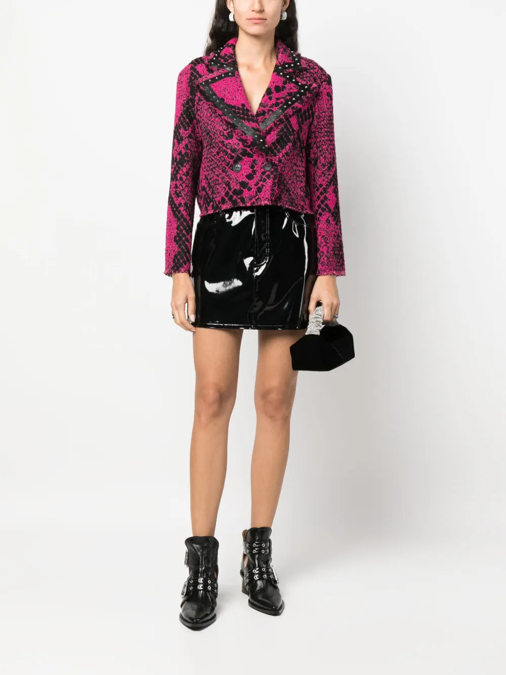 Grisu Snakeskin-Jacquard Cropped Jacket