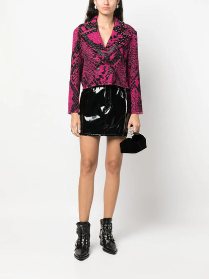 Grisu Snakeskin-Jacquard Cropped Jacket
