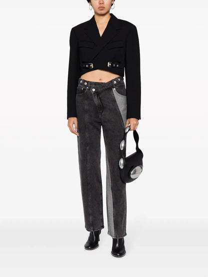 Logo-Patch Cotton Straight-Leg Trousers