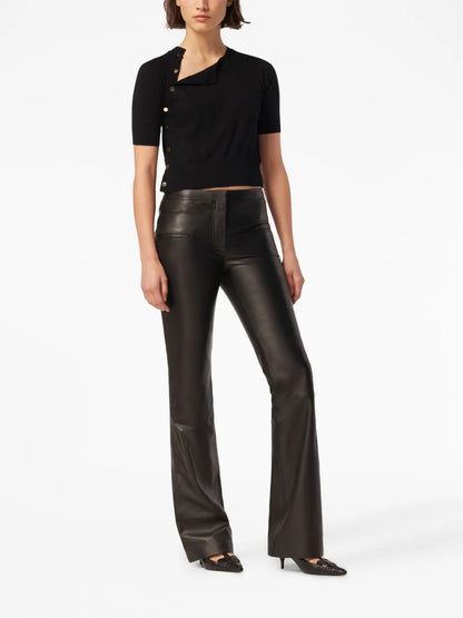Short-Sleeve Knitted Crop Top