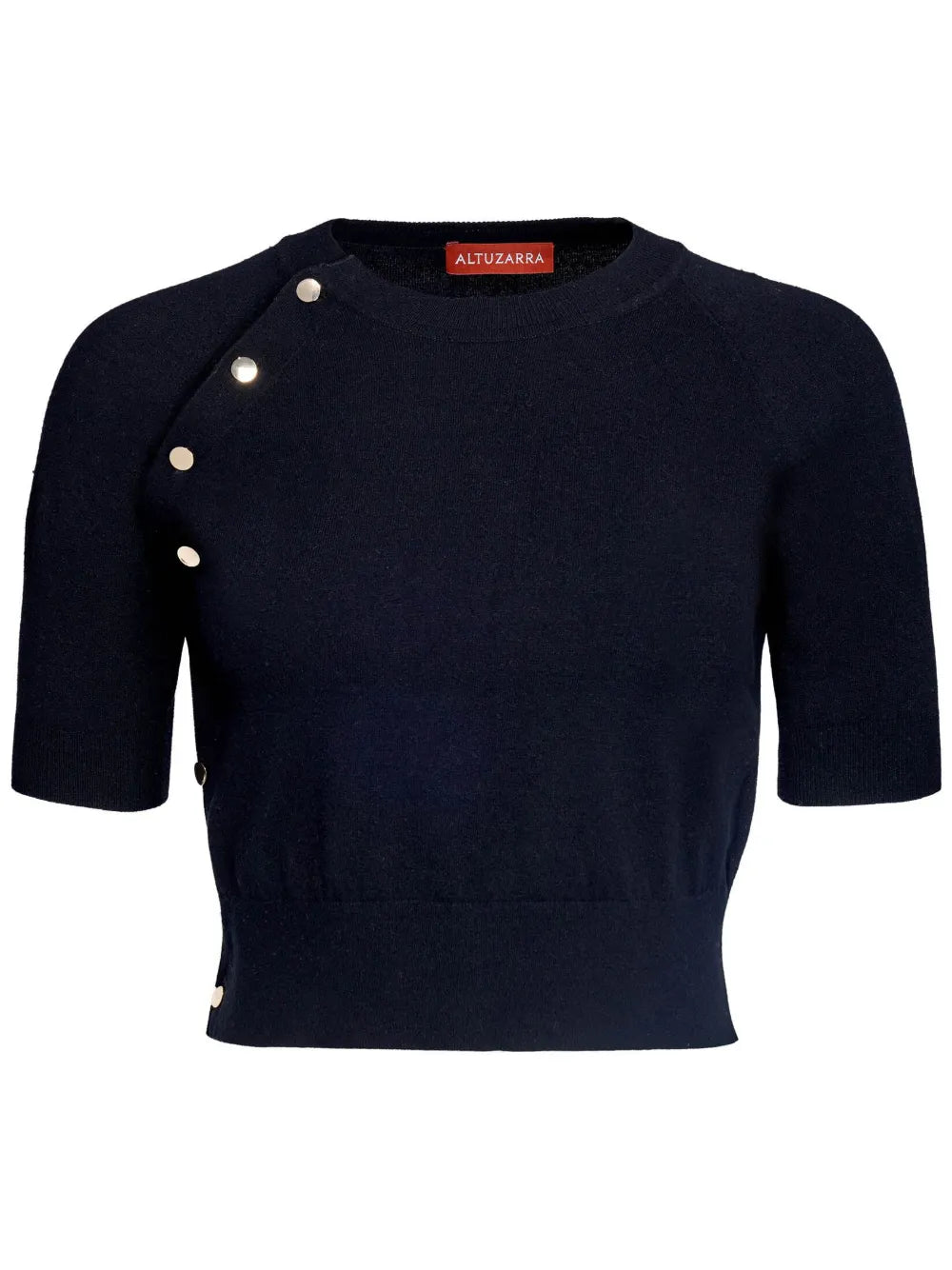 Short-Sleeve Knitted Crop Top