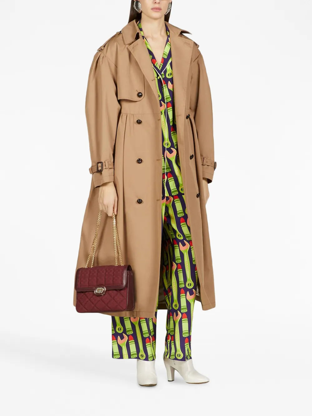 Double-Breasted Cotton Trench Coat