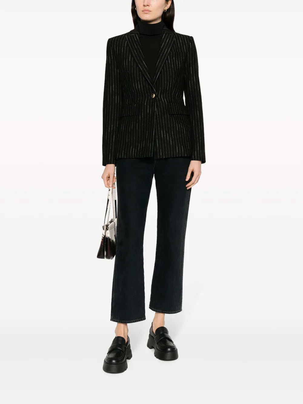 Striped Single-Breasted Blazer