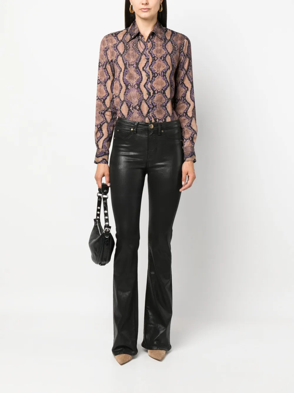 Snakeskin-Print Long-Sleeve Shirt