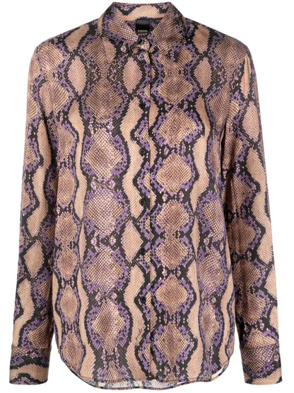 Snakeskin-Print Long-Sleeve Shirt