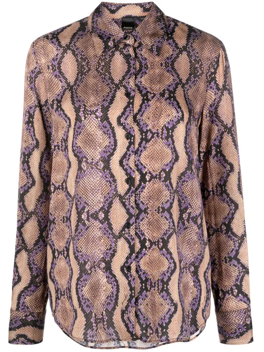 Snakeskin-Print Long-Sleeve Shirt