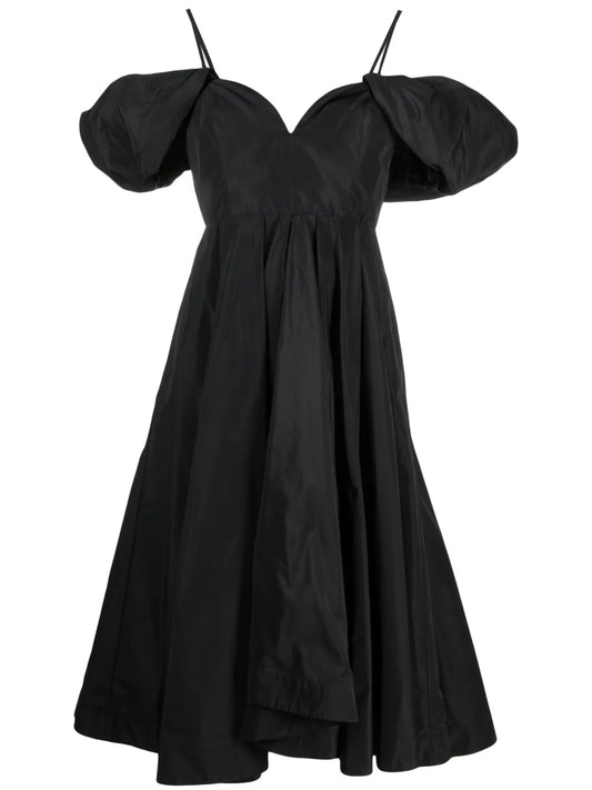 Taffeta Pleated Midi Dress