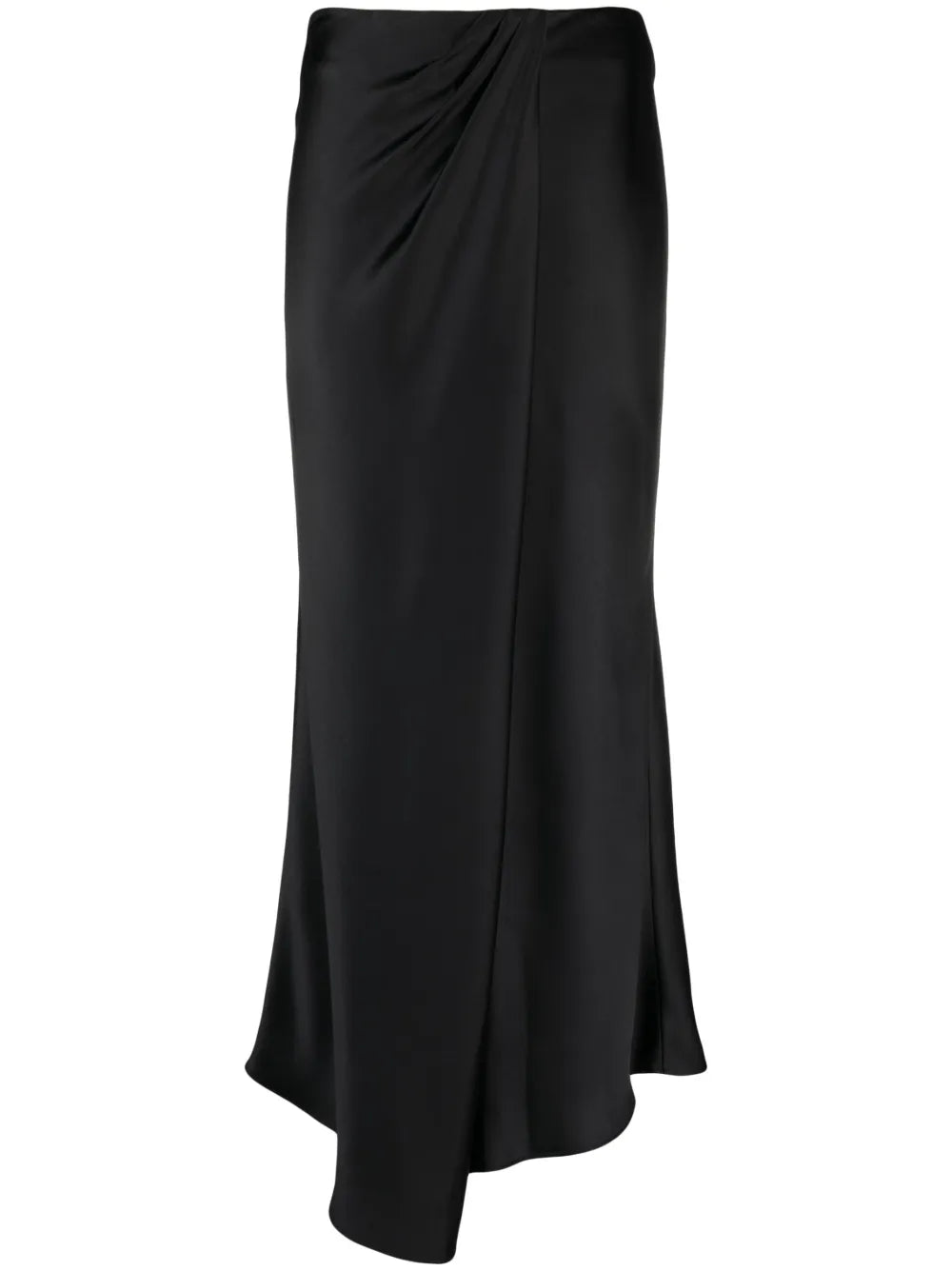 Satin-Finish Asymmetric Maxi Skirt