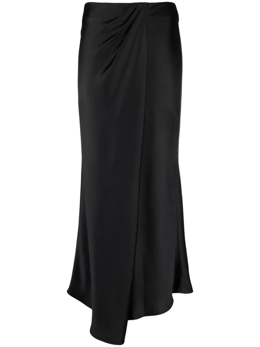 Satin-Finish Asymmetric Maxi Skirt