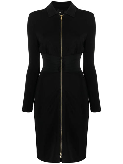 Zip-Front Long-Sleeve Minidress