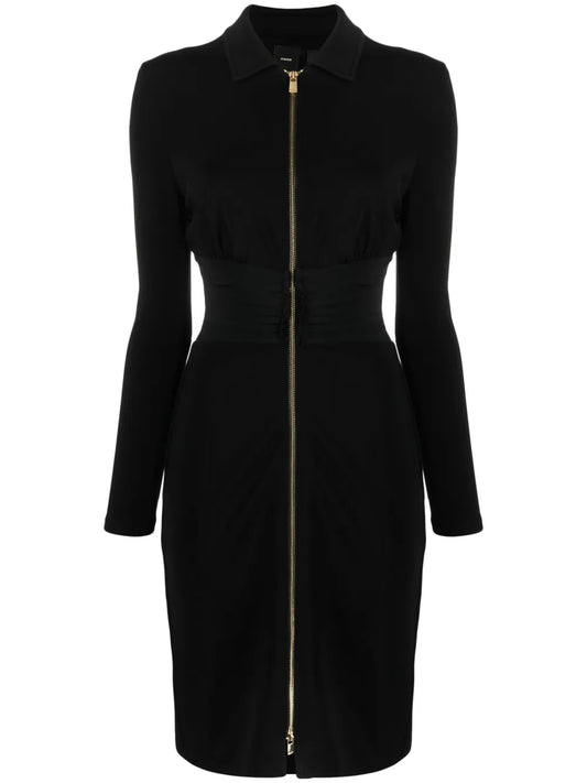 Zip-Front Long-Sleeve Minidress