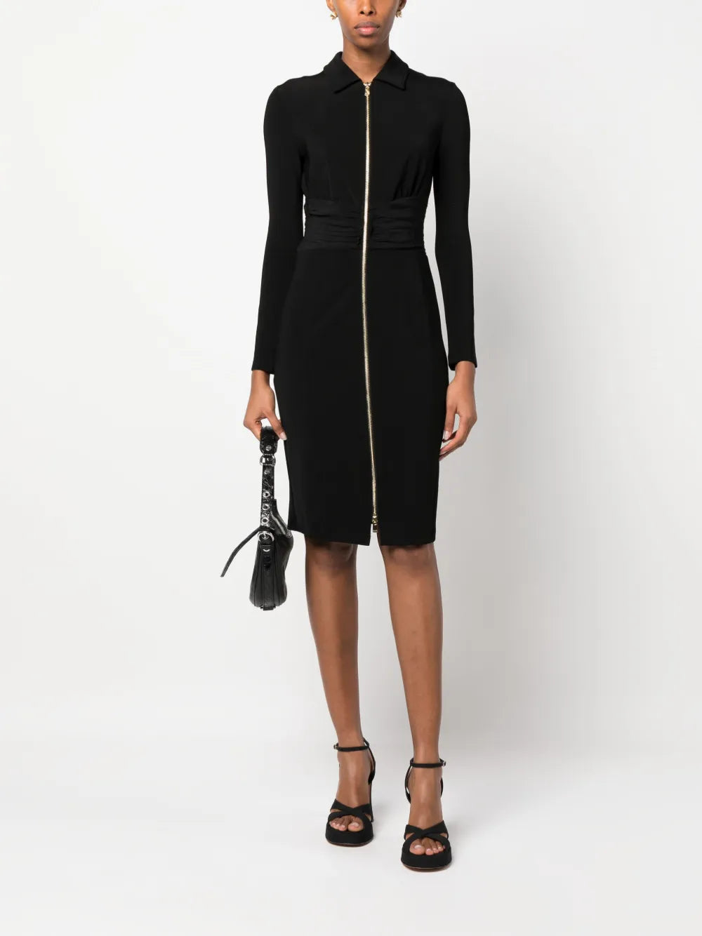 Zip-Front Long-Sleeve Minidress