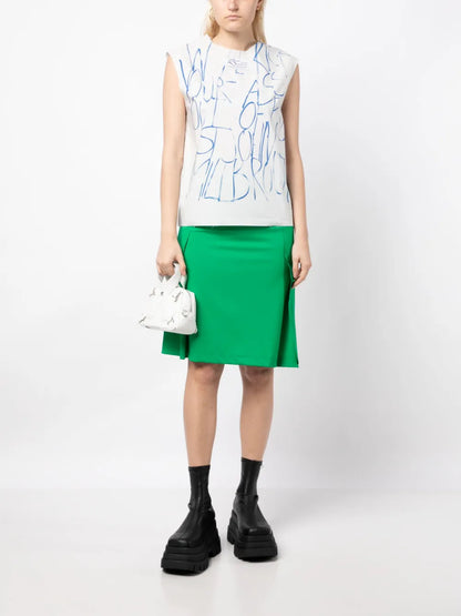 Pleated-Panel Midi Skirt
