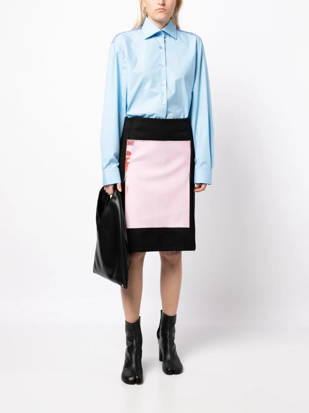 Mid-Rise Two-Tone Skirt