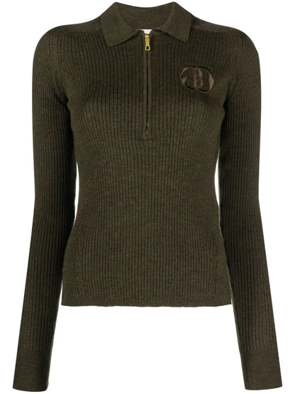 Logo-Embroidered Ribbed-Knit Top