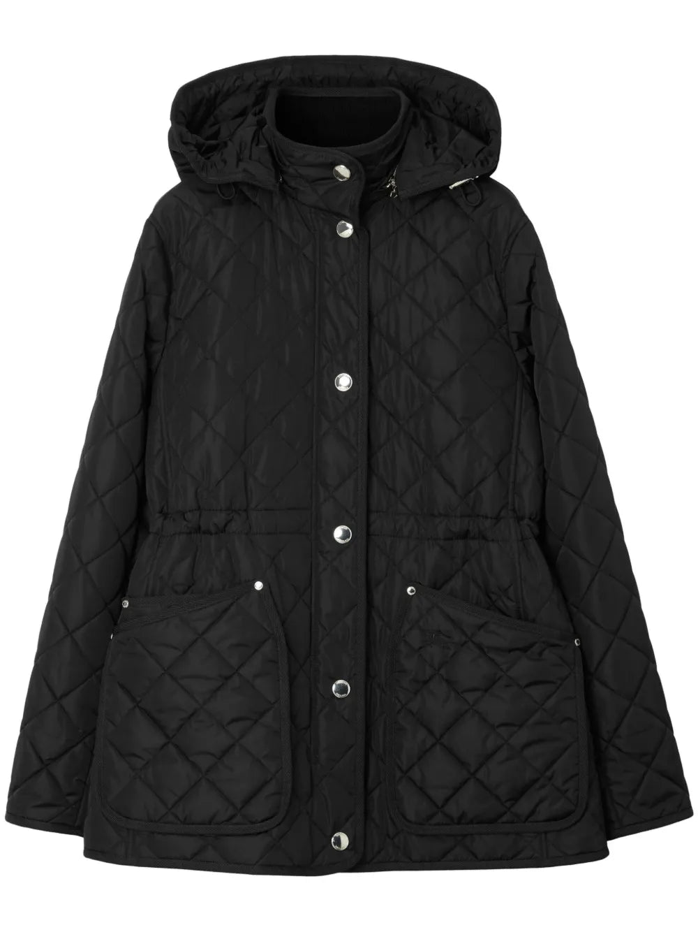 Detachable-Hood Diamond-Quilted Jacket
