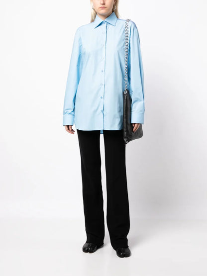 Mesh-Panel Cotton-Poplin Shirt