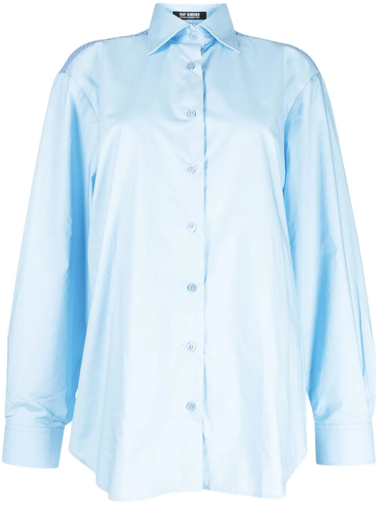 Mesh-Panel Cotton-Poplin Shirt