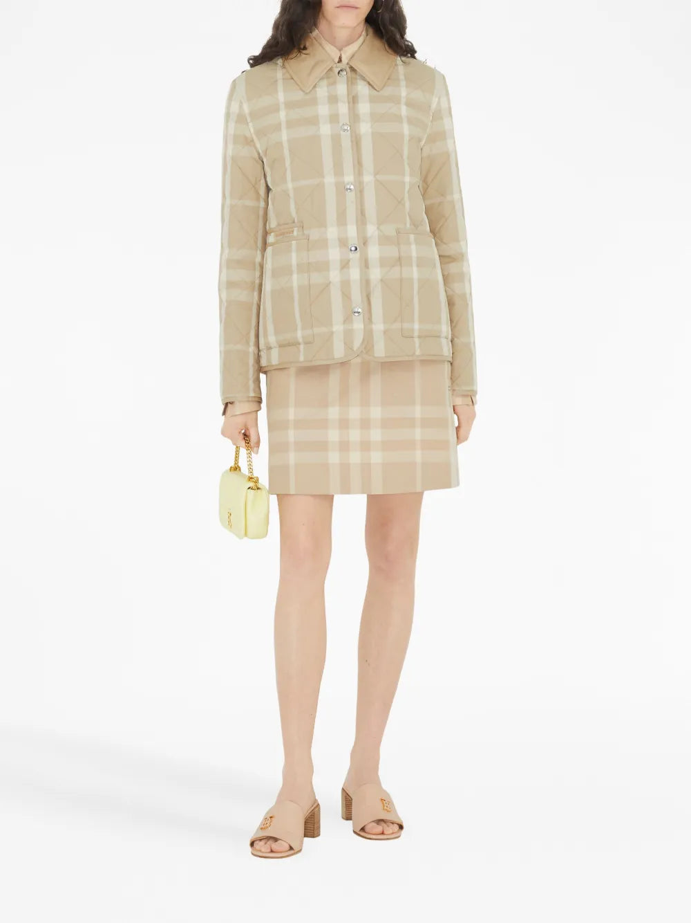 Check-Print A-Line Cotton Skirt