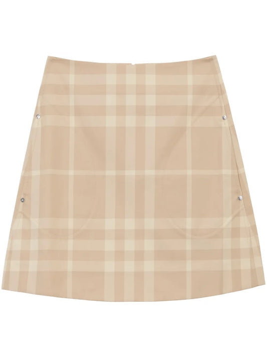 Check-Print A-Line Cotton Skirt