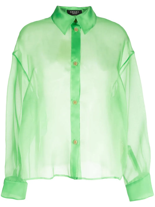 Semi-Sheer Silk-Organza Shirt