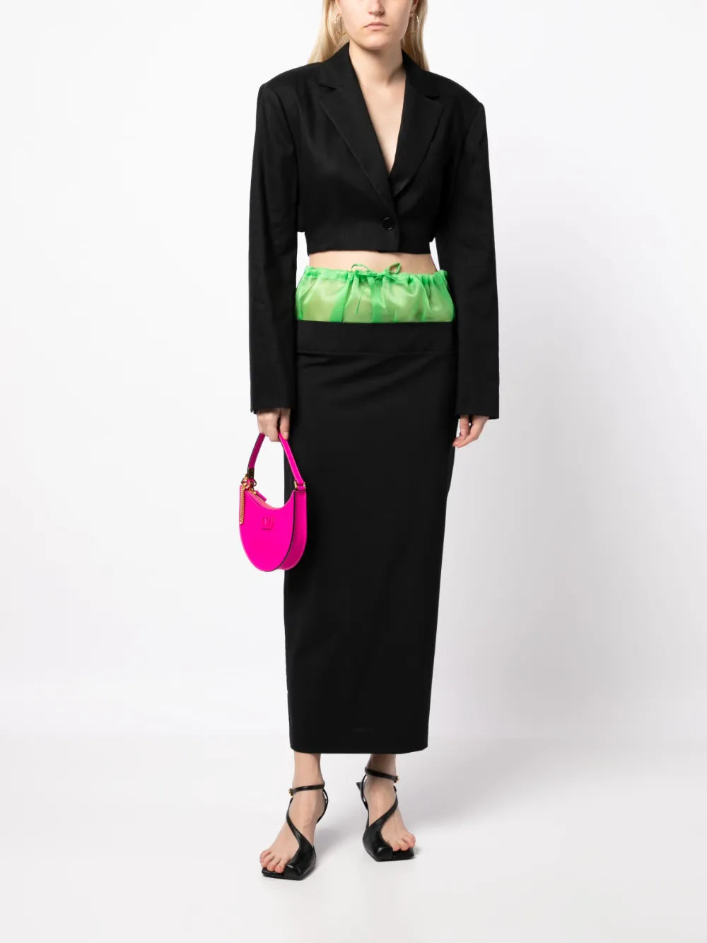 Two-Tone Drawstring Midi Skirt