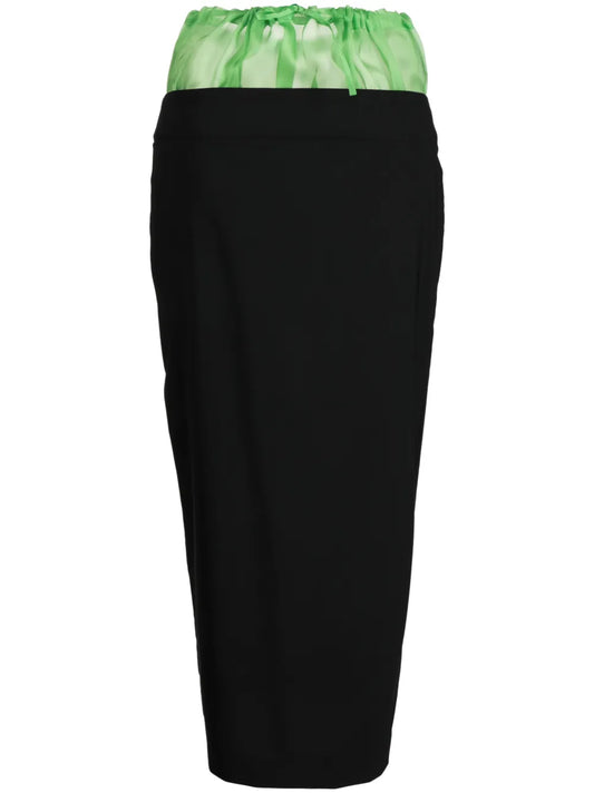 Two-Tone Drawstring Midi Skirt
