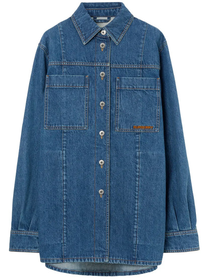 Logo-Embroidered Denim Overshirt