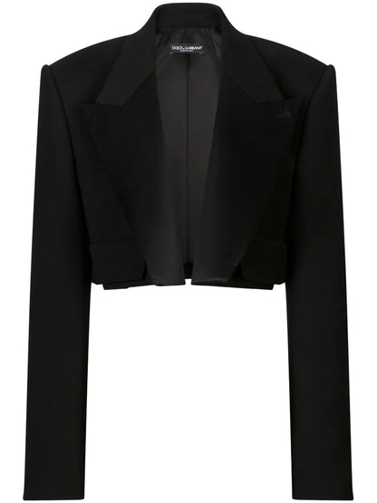 Velvet-Effect Cropped Blazer