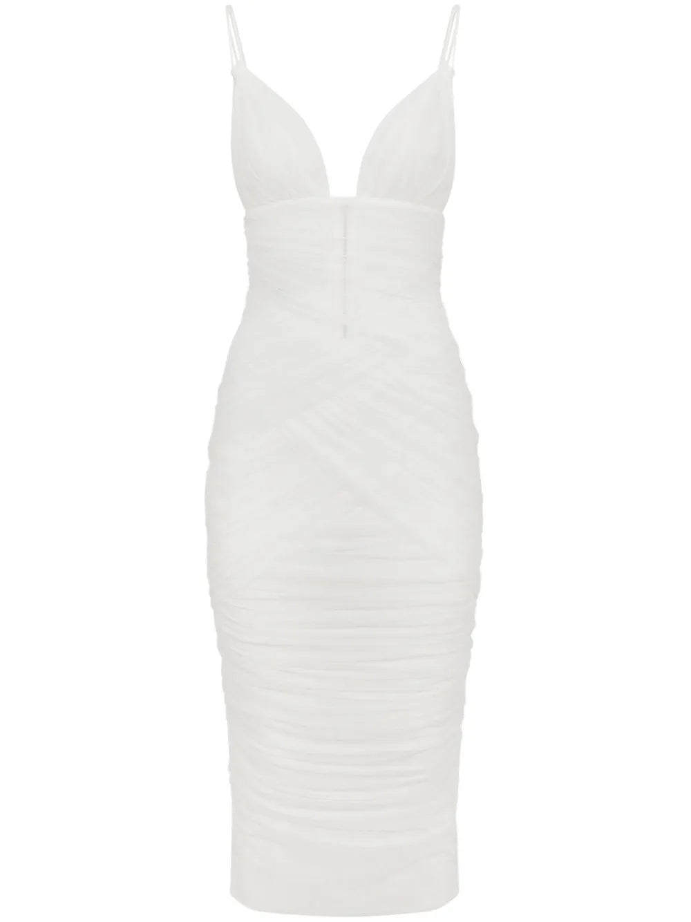 Draped Tulle Midi Dress