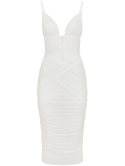 Draped Tulle Midi Dress
