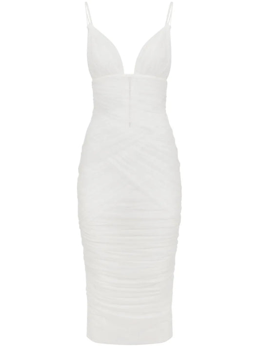 Draped Tulle Midi Dress