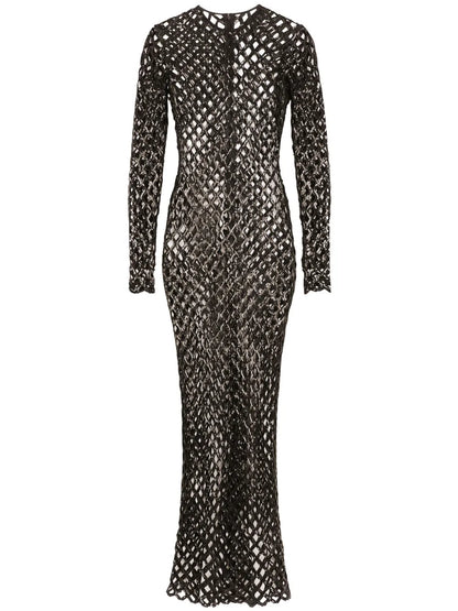 Sequinned Mesh Maxi Dress