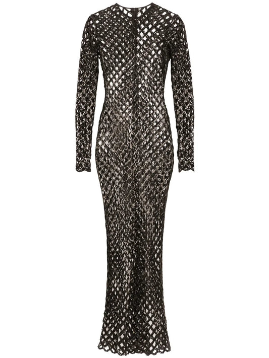Sequinned Mesh Maxi Dress