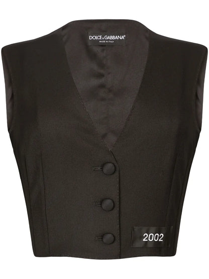 Number-Patch Tailored Cropped Vest