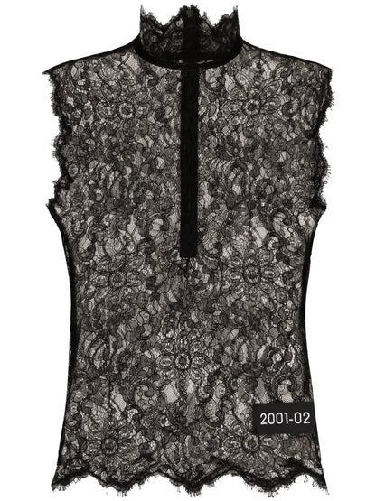 Logo-Patch Floral-Lace Top