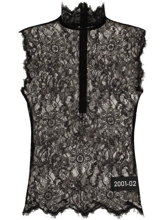 Logo-Patch Floral-Lace Top