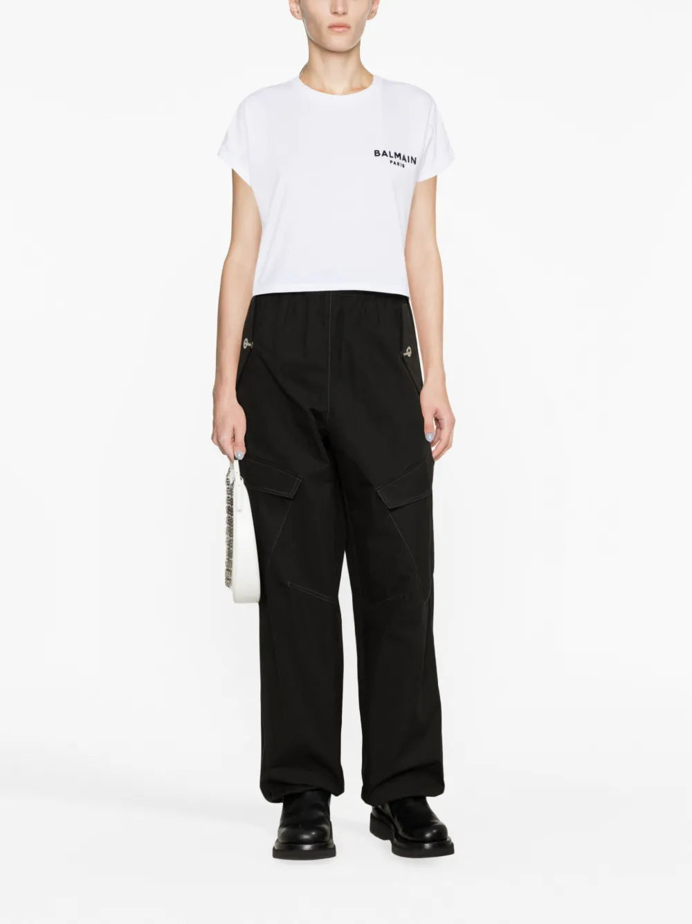 Flocked-Logo Cropped T-Shirt