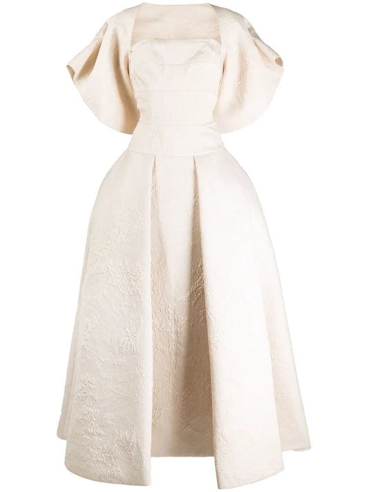 Brocade-Effect Maxi Ball Dress