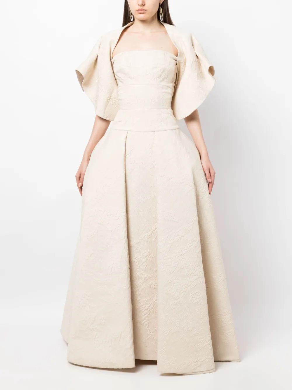 Brocade-Effect Maxi Ball Dress
