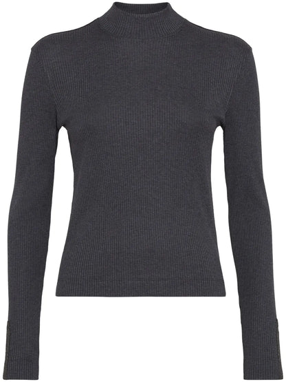 Roll-Neck Ribbed Jersey Top