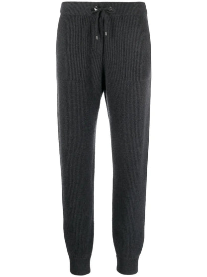 Ribbed-Knit Cashmere Track Pants
