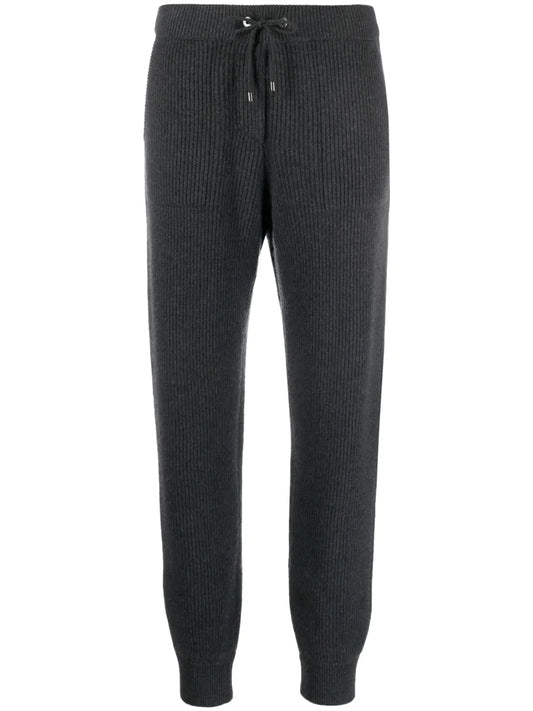 Ribbed-Knit Cashmere Track Pants
